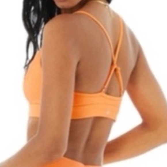 ALO Yoga No Limit Orange Sports Bra with Cross-Back Design. Adjustable Straps - Picture 10 of 12